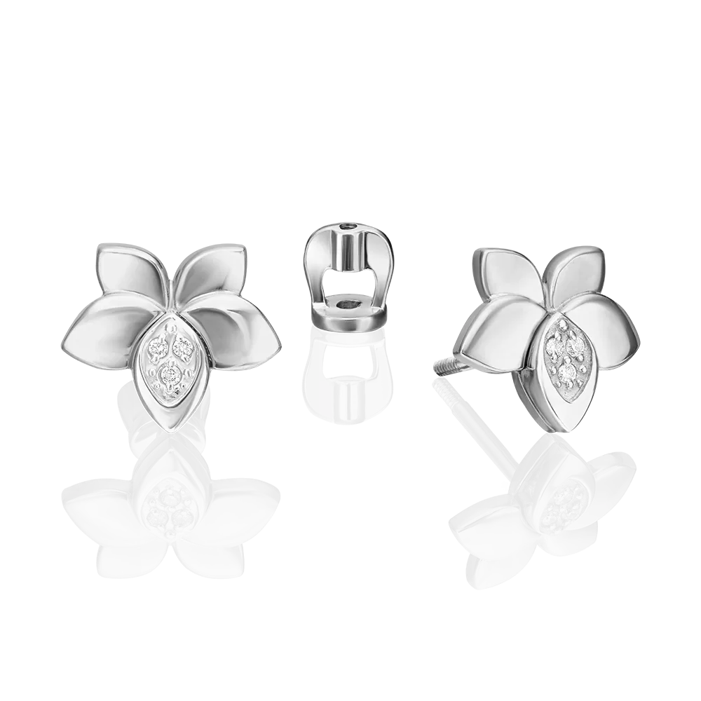 Серьги-пусеты из белого золота с бриллиантами 02-5018-00-101-1120