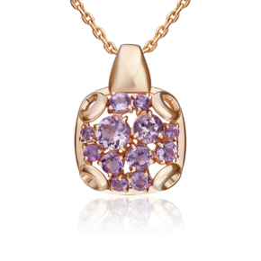 Подвеска из красного золота с аметистами