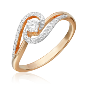 Кольцо из красного золота с фианитами 01-4593-00-501-1110-38
