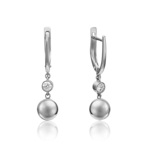 Серьги с английским замком из белого золота с фианитом 02-4492-00-501-1120-38