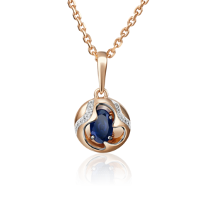 Подвеска из красного золота с сапфиром и бриллиантами 03-2842-00-105-1110-30