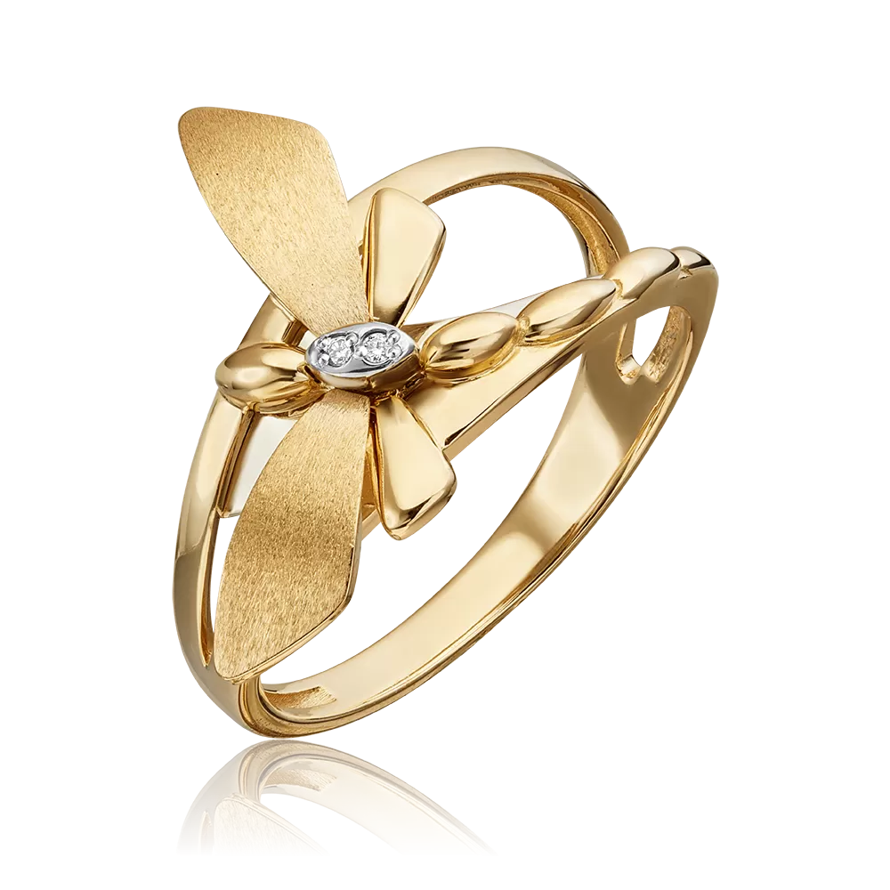 Кольцо «Стрекоза. Ценность настоящего» из комбинированного золота с бриллиантами 01-5494-00-101-1121
