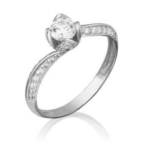 Помолвочное кольцо из белого золота с фианитами 01-4725-00-501-1120-38
