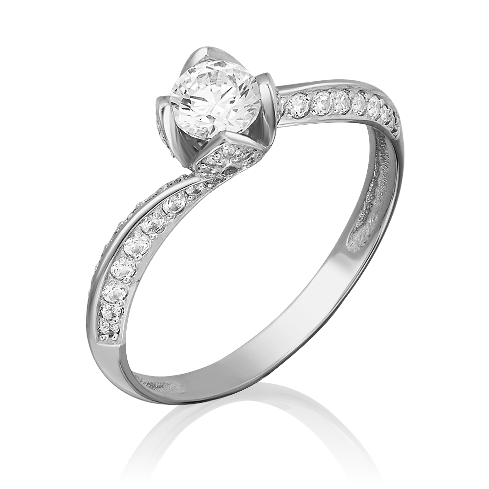 Помолвочное кольцо из белого золота с фианитами 01-4725-00-501-1120-38