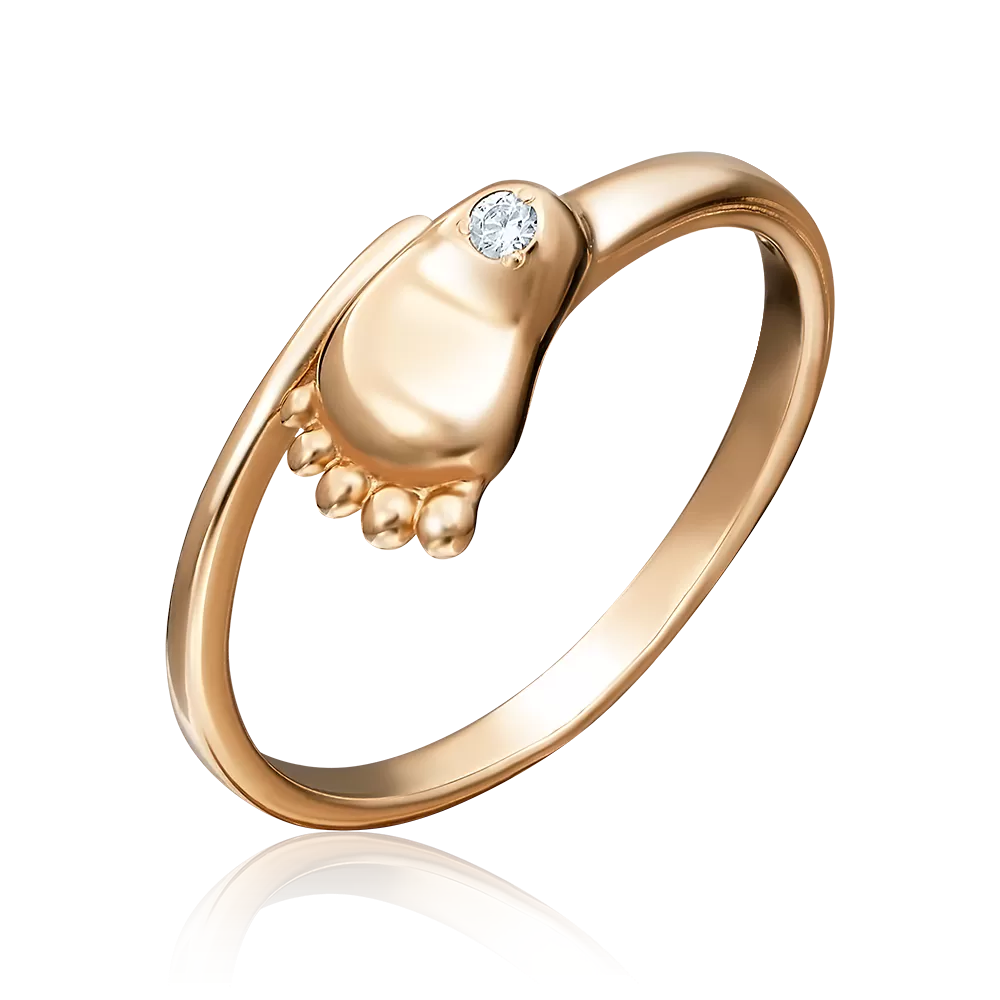 Кольцо «Пяточка» из красного золота с фианитом 01-4727-00-401-1110-03
