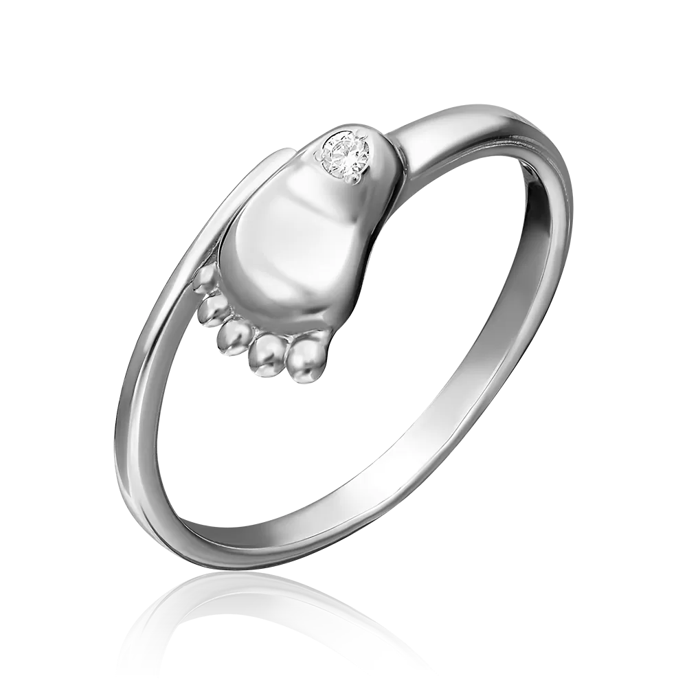 Кольцо «Пяточка» из белого золота с фианитом 01-4727-00-401-1120-03