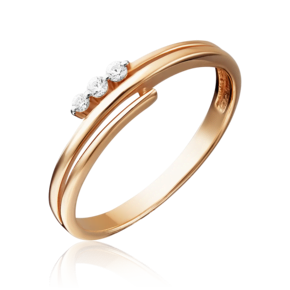 Кольцо из красного золота с фианитами 01-4733-00-501-1110-38