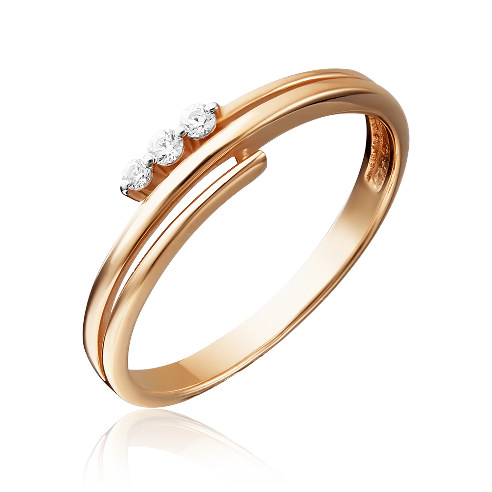 Кольцо из красного золота с фианитами 01-4733-00-501-1110-38