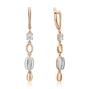 Серьги с английским замком из комбинированного золота с натуральным топазом white 02-4914-01-201-1111