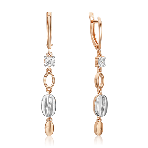 Серьги с английским замком из комбинированного золота с натуральным топазом white 02-4914-01-201-1111