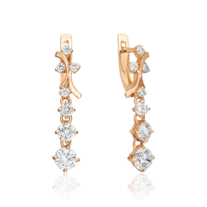 Серьги с английским замком из красного золота с фианитами 02-1718-00-501-1110-38