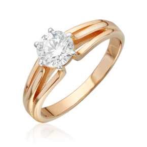Помолвочное кольцо из красного золота с фианитом 01-0660-00-501-1110-38