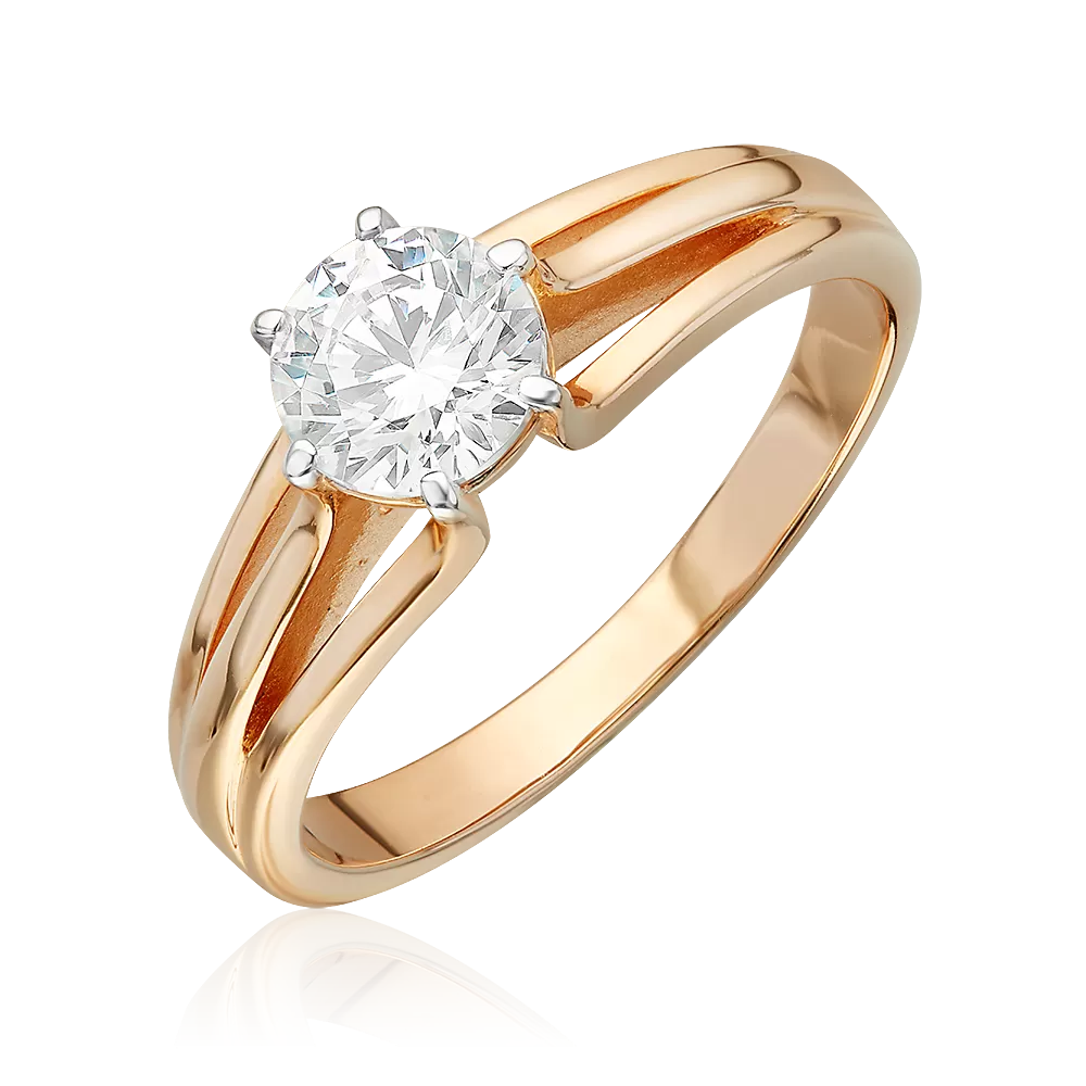 Помолвочное кольцо из красного золота с фианитом 01-0660-00-501-1110-38