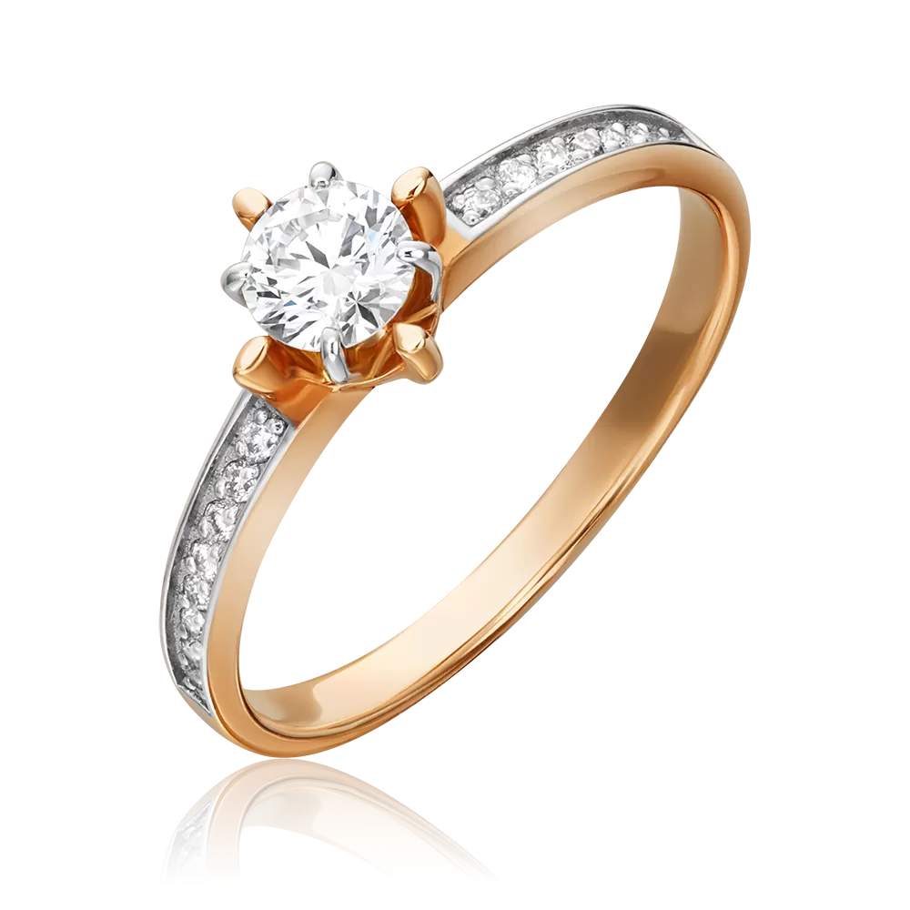Помолвочное кольцо из комбинированного золота с фианитами 01-1100-00-501-1111-38