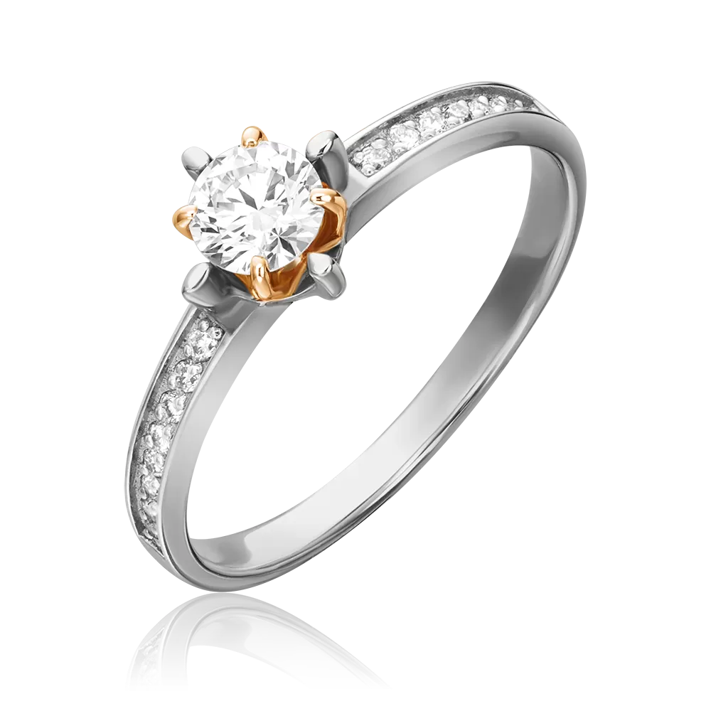 Помолвочное кольцо из комбинированного золота с фианитами 01-1101-00-501-1111-38