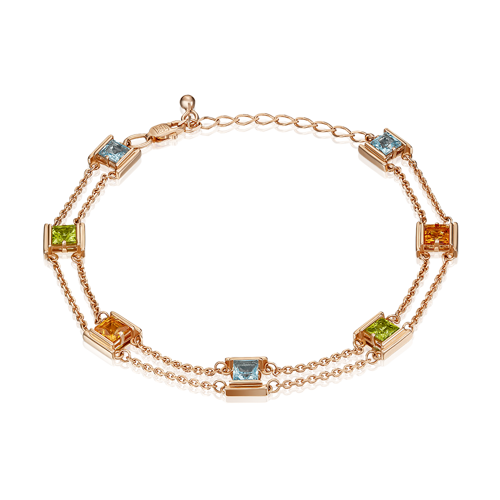 Браслет из красного золота с миксом камней 05-0635-00-230-1110-57