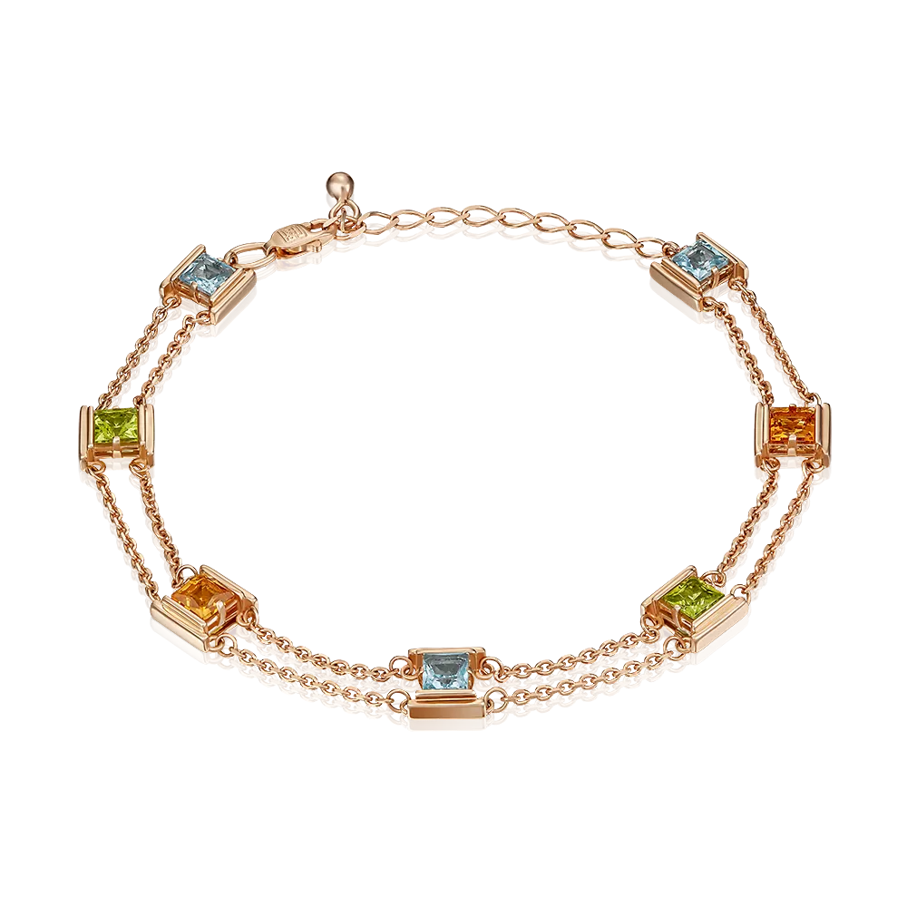 Браслет из красного золота с миксом камней 05-0635-00-230-1110-57