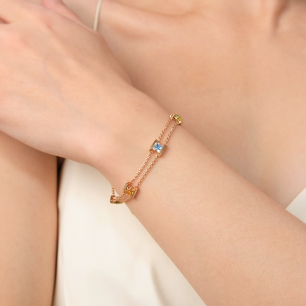 Браслет из красного золота с миксом камней 05-0635-00-230-1110-57