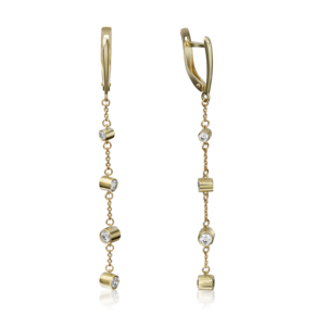 Серьги с английским замком из лимонного золота с фианитами 02-4288-00-501-1130-38