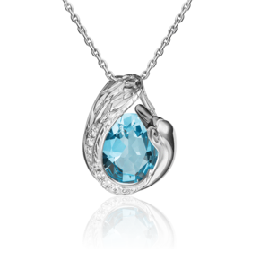 Подвеска «Лебедь» из белого золота с топазом и натуральными топазами white