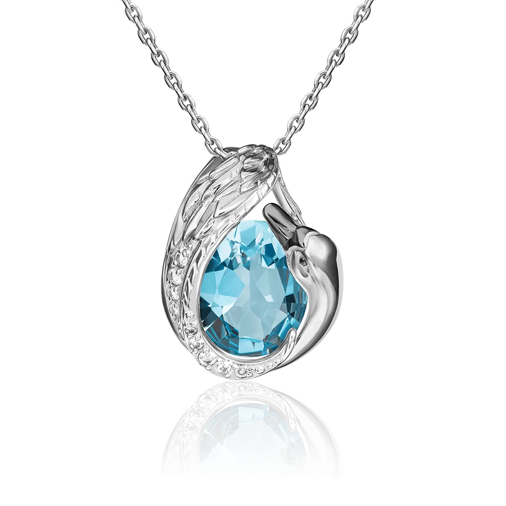 Подвеска «Лебедь» из белого золота с топазом и натуральными топазами white 03-3225-00-201-1120-46