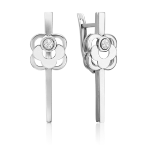 Серьги с английским замком из белого золота с бриллиантами 02-5028-00-101-1120