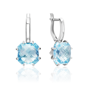 Серьги с английским замком из серебра с топазом и фианитами 02-2359-00-207-0200