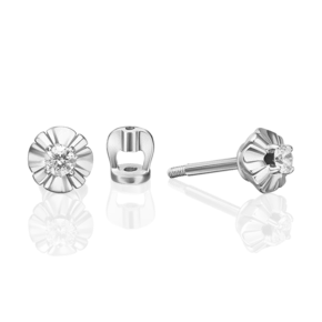 Серьги-пусеты из белого золота с бриллиантом