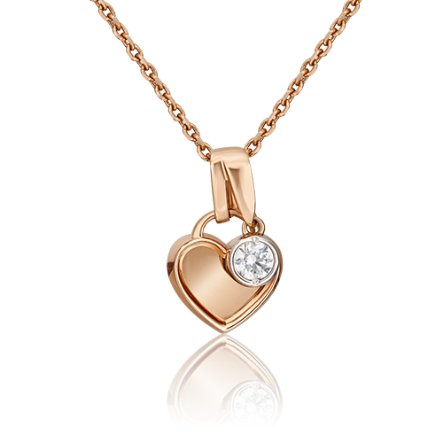 Подвеска «Сердце» из комбинированного золота с фианитом 03-3092-00-401-1111-03