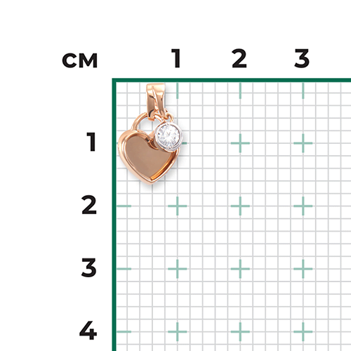Подвеска «Сердце» из комбинированного золота с фианитом 03-3092-00-401-1111-03
