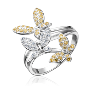 Кольцо «Бабочки» из серебра с фианитами