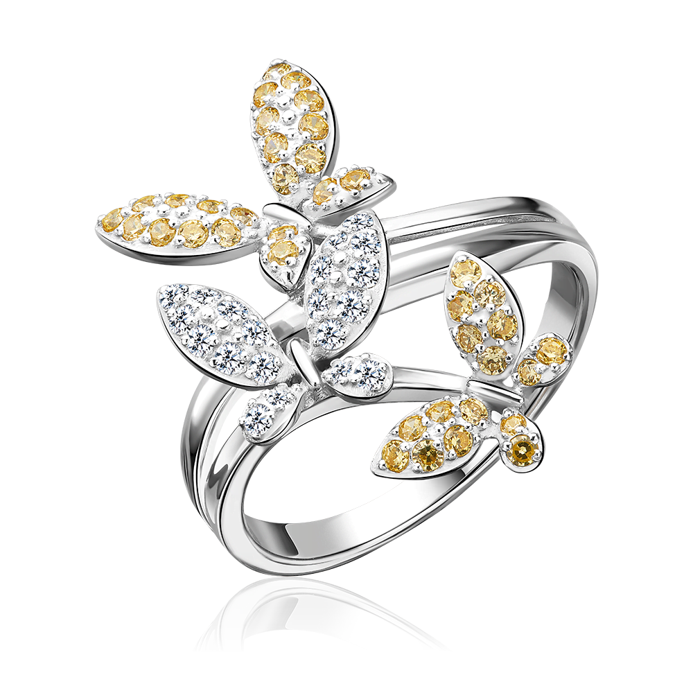 Кольцо «Бабочки» из серебра с фианитами 01-4417-00-404-0200