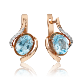 Серьги с английским замком из красного золота с топазом и натуральными топазами white 02-4458-00-201-1110-57