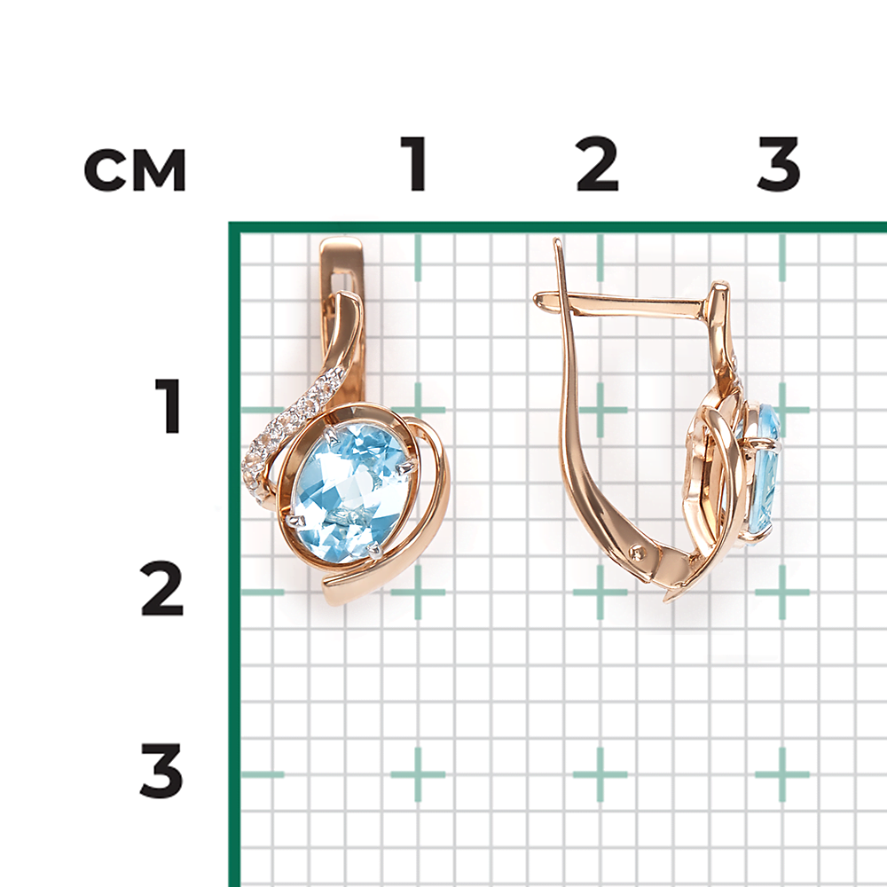 Серьги с английским замком из красного золота с топазом и натуральными топазами white 02-4458-00-201-1110-57