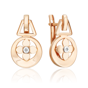 Серьги с английским замком из комбинированного золота с бриллиантом 02-5006-00-101-1111