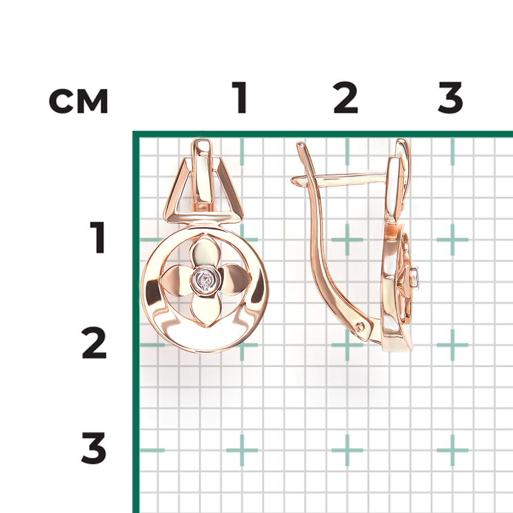 Серьги с английским замком из комбинированного золота с бриллиантом 02-5006-00-101-1111