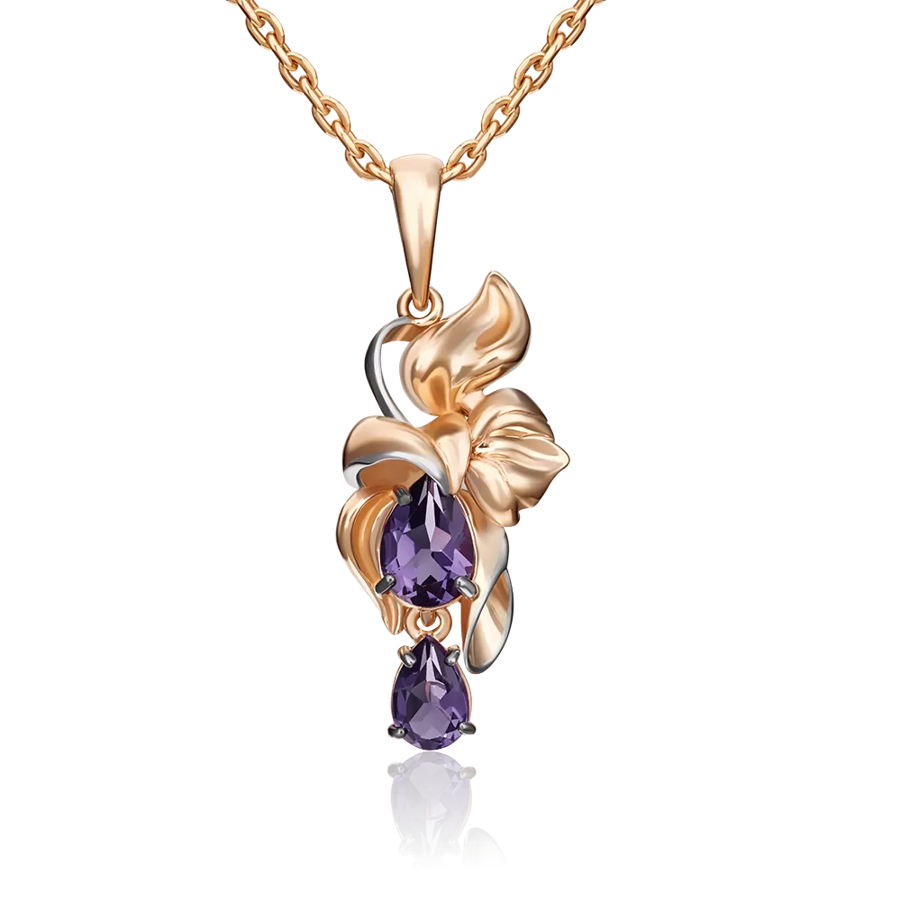 Подвеска «Цветок» из красного золота с аметистами 03-2963-00-203-1110-46