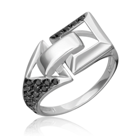 Кольцо из серебра с чёрными фианитами 01-5637-00-402-0200