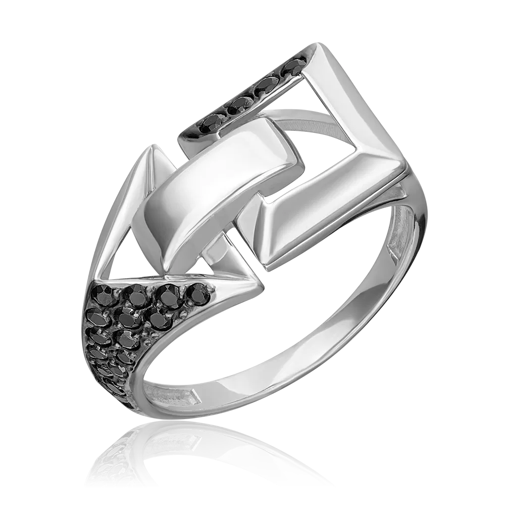 Кольцо из серебра с чёрными фианитами 01-5637-00-402-0200