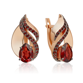 Серьги «Стихия Огня» из красного золота с гранатами 02-5183-00-204-1110