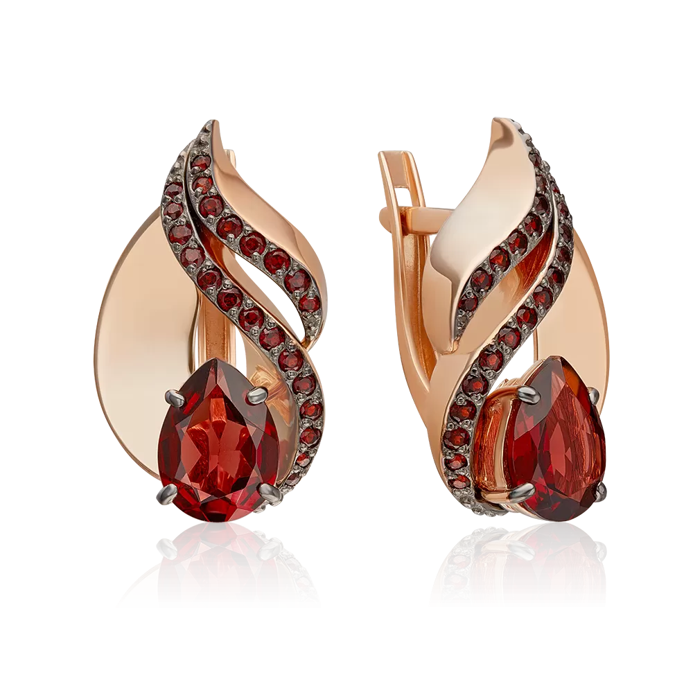 Серьги «Стихия Огня» из красного золота с гранатами 02-5183-00-204-1110