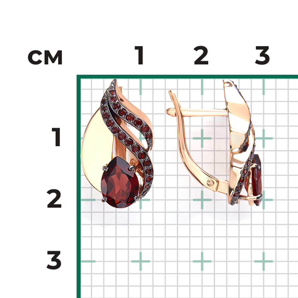 Серьги «Стихия Огня» из красного золота с гранатами 02-5183-00-204-1110