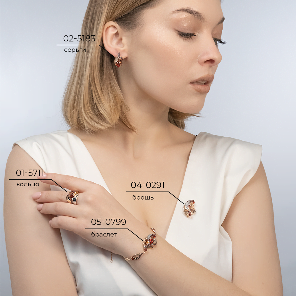 Серьги «Стихия Огня» из красного золота с гранатами 02-5183-00-204-1110