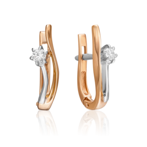 Серьги с английским замком из комбинированного золота с бриллиантом 02-0462-00-101-1111-30