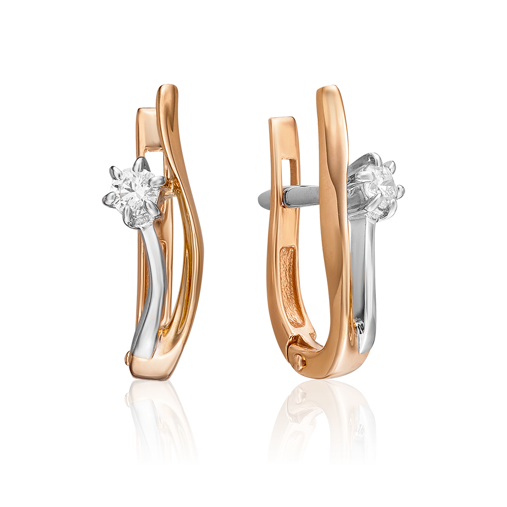 Серьги с английским замком из комбинированного золота с бриллиантом 02-0462-00-101-1111-30