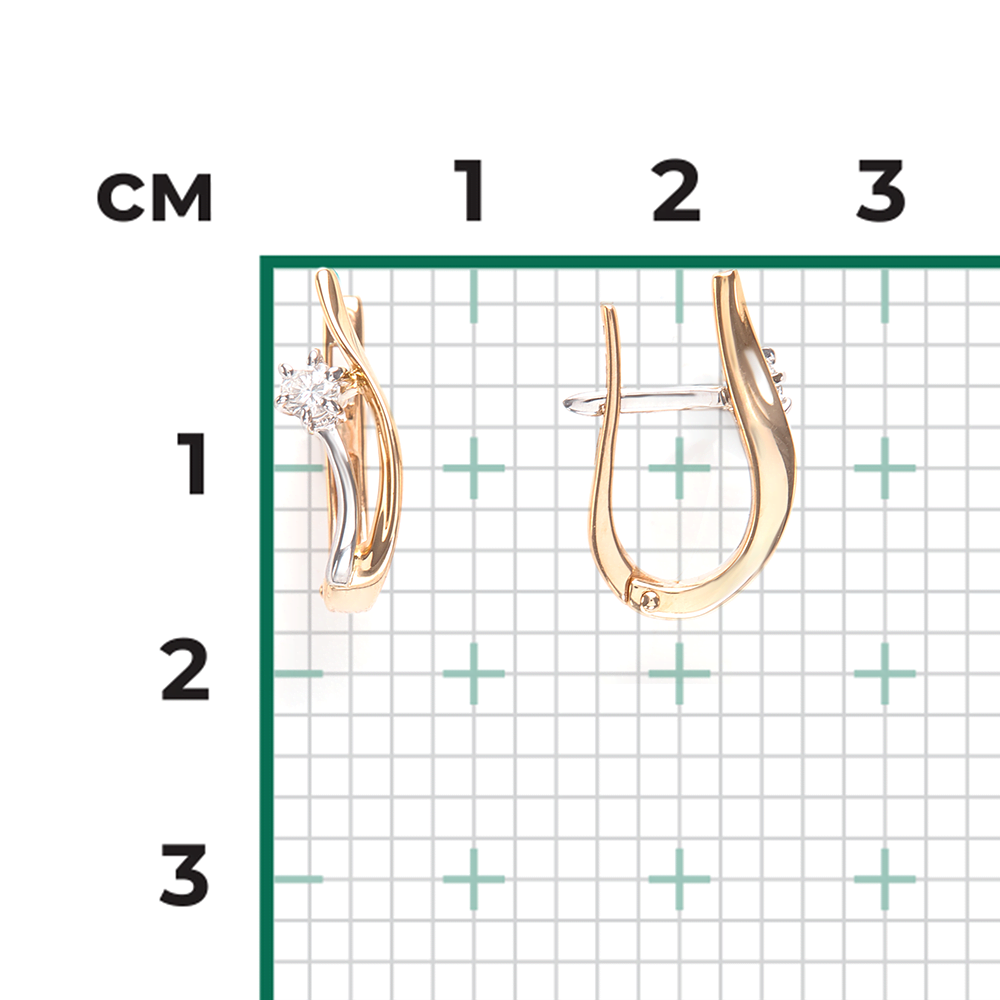 Серьги с английским замком из комбинированного золота с бриллиантом 02-0462-00-101-1111-30