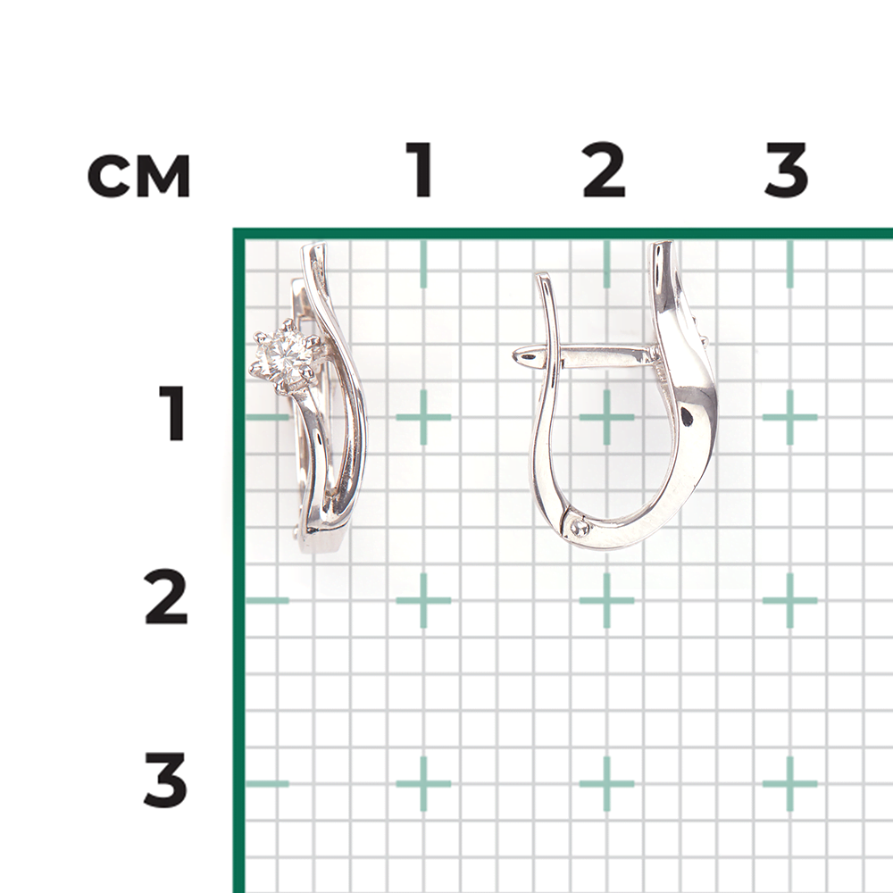 Серьги с английским замком из белого золота с бриллиантом 02-0463-00-101-1120-30