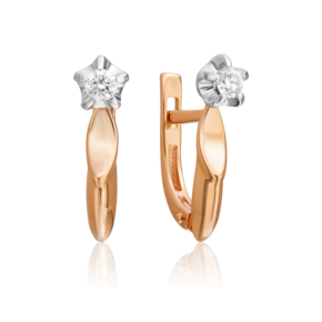 Серьги с английским замком из комбинированного золота с бриллиантом 02-0464-00-101-1111-30