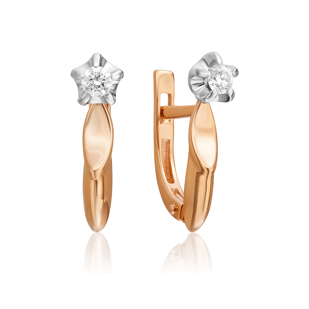 Серьги с английским замком из комбинированного золота с бриллиантом 02-0464-00-101-1111-30