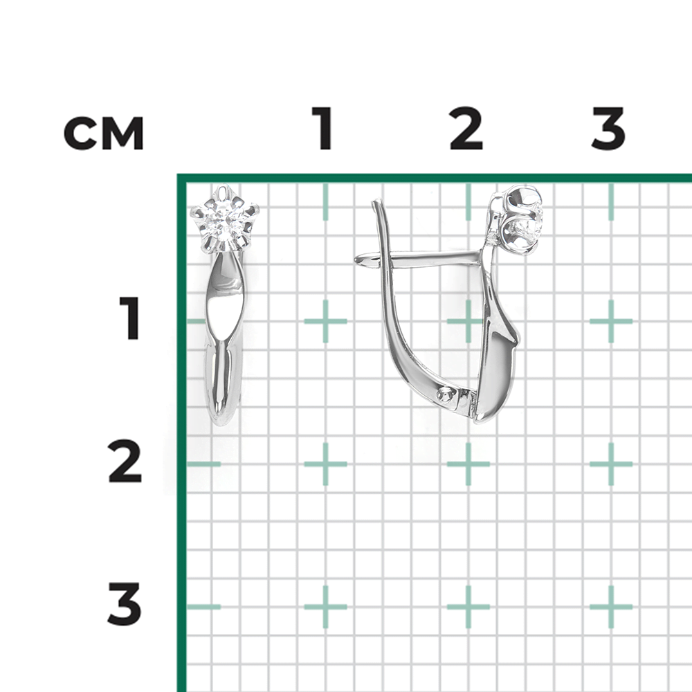 Серьги с английским замком из белого золота с бриллиантом 02-0465-00-101-1120-30